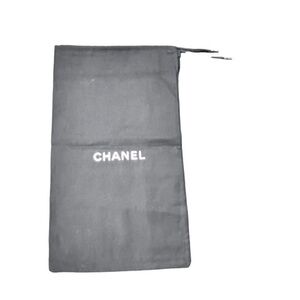 Chanel Black w/White‎ Letters Cotton Drawstring Top Dust Cover Bag 7.5" x 13”